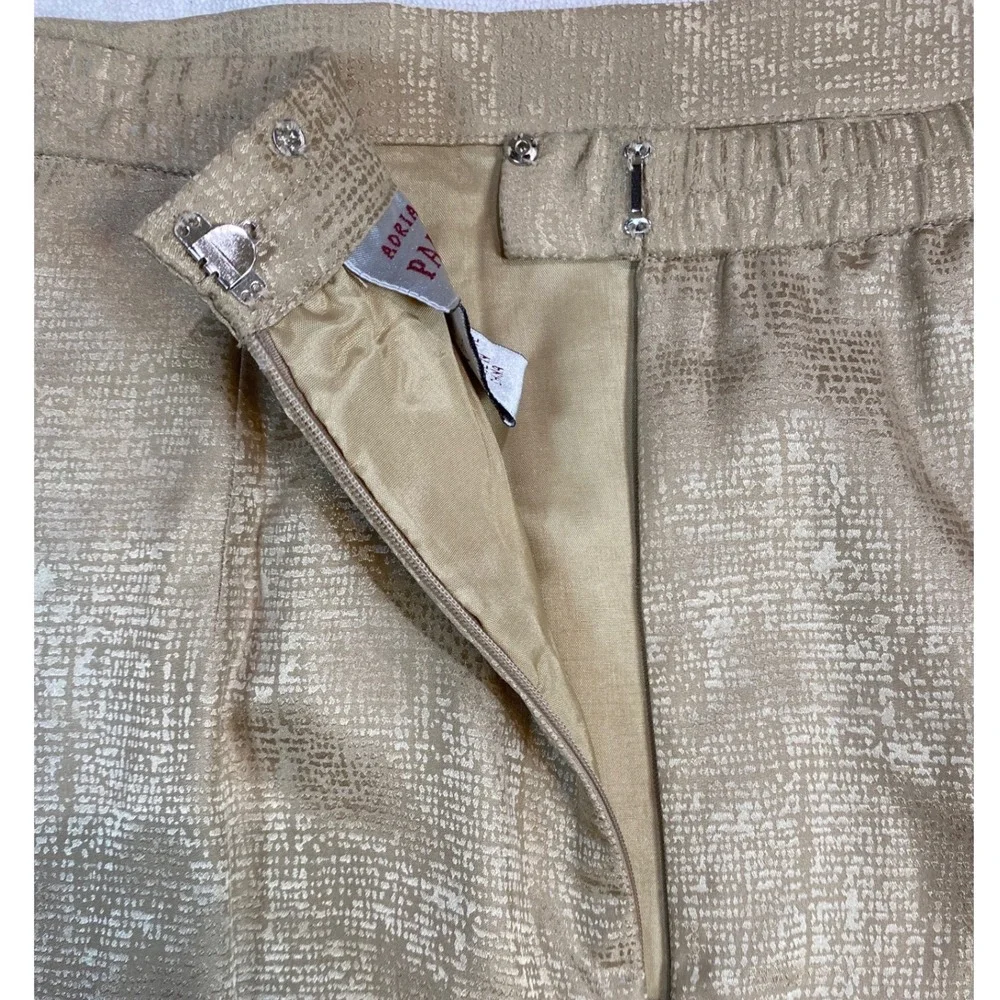 Adrianna Papell Womens 10‎ Silk Midi Pencil Skirt Champagne Gold Metallic Sz 10